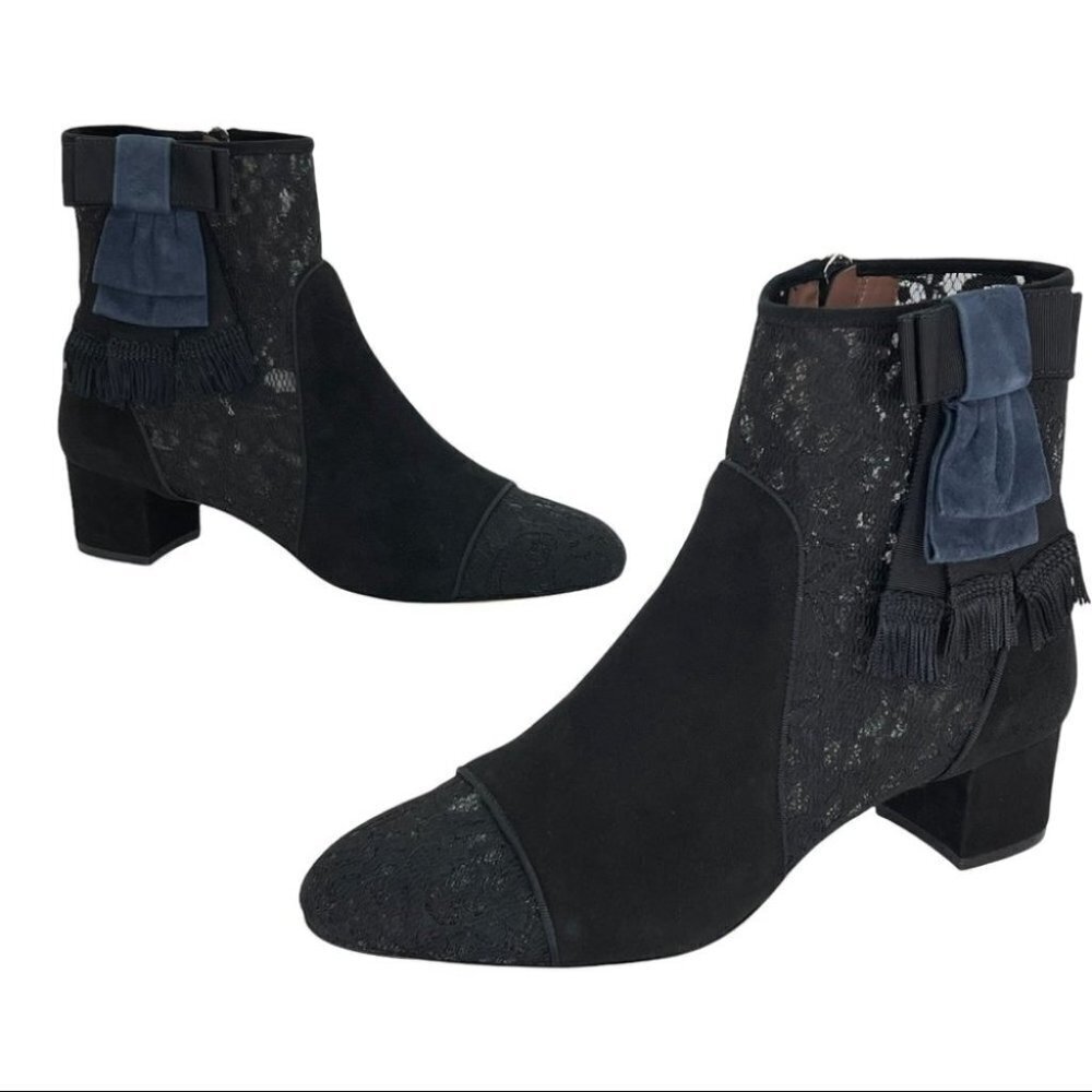 Tabitha Simmons Anastasia Black Lace Fabric Womens Ankle Boots Size 9M - Picture 14 of 16